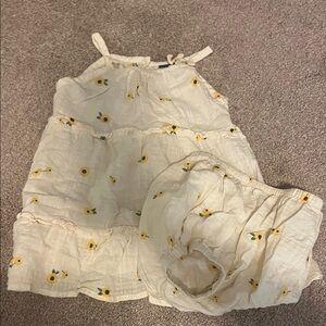 Old Navy Cream and Yellow Floral Kids Dress
